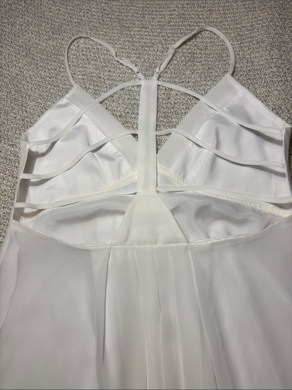 BCBGeneration White Strappy Back Cutout Chiffon High-Low Dress WO06Q555/DC1110 - Picture 10 of 13